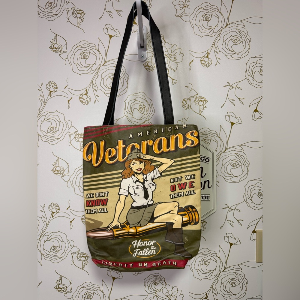 Honor Fallen Veterans Tote Bag - Black and Green